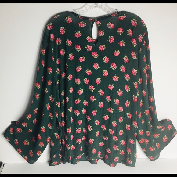LOFT Tops - LOFT Blouse Top Tunic Green Pink Floral XXL